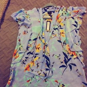Blue floral blouse